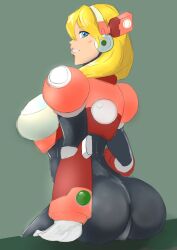 1girls alia android ass big_ass big_breasts blonde_female blonde_hair blue_eyes bubble_butt busty female large_breasts looking_at_viewer looking_back mega_man mega_man_x mega_man_x_dive robot_girl sideboob smile tagme tk