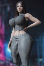 3d abs audrix belly belly_button big_breasts breasts bulge bulge_down_leg bulge_through_clothing cock curves curvy dick elisabeth_(audrix) fit futa_only futanari hips huge_breasts huge_cock jeans large_breasts large_penis pants_bulge penis penis_bulge penis_to_the_knees penis_visible_through_pants thick toned tummy turtleneck