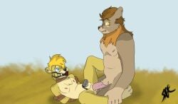 age_difference anthro ball_gag cock_cage dad dad/son dad_fucking_son erection furry gag gay incest lion lion_cub male male/male male_only mouth_gag my_pride no_source outside penis penis_cage rape sage_(artist) shaded son spark_(tribbleofdoom) starmane_(tribbleofdoom) tagme tribbleofdoom