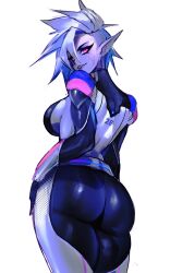 alien alien_boy alien_girl ass ass_focus back back_view backboob big_breasts big_butt blade_(bladechan28) bladechan28 breasts elf_ears fat_ass grey_body grey_skin large_ass large_breasts long_ears original pink_eyes pointy_ears punk punk_girl punk_hair scar scar_on_cheek scar_on_face scarred scarred_face scars scars_on_face sharp_ears shaved_side side_view sideboob thick thick_ass thick_penis thick_thighs thighs tight_clothing tight_pants tomboy white_hair