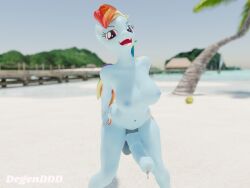 3d animal_genitalia animal_penis anthro anthrofied athletic_futanari beach bodily_fluids breasts cum degen3d equid equine equine_penis eyelashes friendship_is_magic furry futanari genital_fluids genitals highres large_breasts mammal my_little_pony nipples open_mouth open_smile palm_tree penis plant rainbow_dash_(mlp) seaside smile solo tree