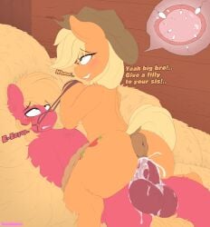 absurd_res alternate_version_at_source animal_genitalia animal_penis anus applejack_(mlp) ass balls barn big_balls big_butt big_macintosh_(mlp) big_penis blush bodily_fluids bound brother brother_and_sister brother_penetrating_sister clothing cowboy_hat cowgirl_position cum cum_in_pussy cum_inside dominant dominatrix drawalaverr ejaculation equid equine equine_anus equine_penis female feral feral_on_feral feral_penetrated feral_penetrating feral_penetrating_feral friendship_is_magic from_front_position genital_fluids genitals hasbro hat hay headgear headwear heart hi_res horse impregnation inbreeding incest looking_at_another looking_at_partner looking_down looking_up male male/female mammal my_little_pony nude on_bottom on_top open_mouth ovum penetration penis pony puffy_anus rear_view rope sex sibling sister smile sperm_cell text