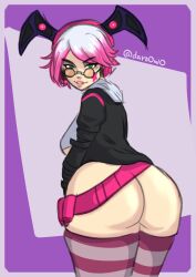 1girls ass big_ass callisto_(fortnite) daroowo dat_ass drawn fortnite fortnite:_battle_royale looking_at_viewer partially_nude request showing_ass