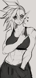 abs alien alien_girl alien_humanoid belly belly_button blade_(bladechan28) bladechan28 elf_ears fit fit_female large_breasts lollipop long_ears muscle muscles muscular muscular_arms muscular_female original pointy_ears punk punk_girl punk_hair scar scar_on_arm scar_on_cheek scar_on_face scar_on_stomach scarred scarred_face scars scars_all_over scars_on_arm scars_on_shoulders scars_on_wrist sharp_ears tomboy toned toned_female tummy