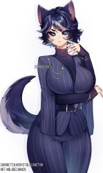 1girls animal_ears arm_under_breasts big_breasts bladechan28 breasts child_bearing_hips dog_ears dog_girl dog_tail elegant hand_under_breasts hi_res hips husky husky_girl large_breasts light_blue_eyes suit tagme tail text thick thick_thighs thighs turtleneck waist_belt well_dressed wide_hips