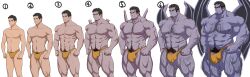 1boy abs blush drawfag drawthread_request edit edited gargoyles gay goliath_(gargoyles) male male_focus male_only nipples pecs solo solo_focus transformation transformation_sequence unknown_artist wings yaoi