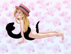 1girls artist_request blonde_hair hat hat_only heart_background hearts nude nude_female pokemon pokephilia rattlesnake serena_(pokemon) silhouette silhouette_sex snake