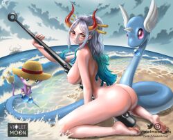 aipom big_breasts breasts crossover dragonair female male one_piece pokemon violet_moon yamato_(one_piece)