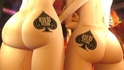 2girls 3d ass ass_focus big_breasts black_hair blender breasts cumskeleton dark-skinned_male fat_ass female female_only human interracial kill_la_kill kiryuuin_satsuki light-skinned_female long_hair matoi_ryuuko multiple_girls no_sex pussy_juice queen_of_spades raceplay shiny_skin short_hair sisters studio_trigger tattoo tomboy wet_pussy