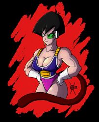 1girls armor big_breasts black_hair breasts dragon_ball dragon_ball_z female female_only female_saiyan green-tinted_eyewear purple_skin saiyan saiyan_armor saiyan_tail scouter seripa tail tinted_eyewear x_xjan69