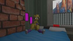 3d bedroom bedroom_eyes breasts five_nights_at_freddy's five_nights_at_freddy's_2 naked naval_piercing pussy ready_to_fuck scottgames socks solo_female toy_chica_(eroticphobia) toy_chica_(fnaf)