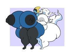 2girls big_breasts breasts huge_breasts inteleon muffyhecc multiple_girls pokémon_(species) pokemon pokemon_(species) reshiram tagme