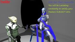 3d bondage breast_expansion breasts choke_hold comic drugged floating freekiller huge_breasts lactating liara_t'soni mass_effect ripped_clothing shiala tablet tentacle tentacle_squeezing_breasts wet_skin