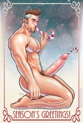 1boy bara big_penis body_hair brown_eyes candy_cane christmas class_comics cock_ring erect_penis erection facial_hair foreskin foreskin_folds fully_retracted_foreskin goatee hairy_male human intact long_foreskin male male_nipples male_only male_pubic_hair male_urethral_insertion masculine mature_male muscles muscular_male nude nude_male patrick_fillion pecs penis_out solo solo_male sounding trip_(class_comics) uncut urethral urethral_insertion urethral_penetration veiny_penis white_streak