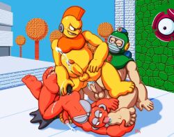 bomb_man bubble_man capcom cum cum_in_ass cut_man dildo footjob gay licking_foot mega_man mega_man(classic) mega_man_2 threesome yaoi yellowpower