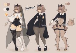 anthro big_breasts boots breasts female fishnets jellyenvy_(artist) murmur_(jellyenvy) nun platform_heels tagme thighhighs thong