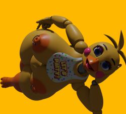 3d animatronic anthro big_ass big_breasts blender douuuod female female_only five_nights_at_freddy's five_nights_at_freddy's_2 pierced_nipples robot robot_girl runaboo_chica solo thick thick_thighs toy_chica_(fnaf) yellow_background yellow_skin