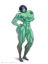 1girls abs big_breasts big_thighs bimbo bimbo_lips demon female green_skin moxydoxy muscular muscular_female