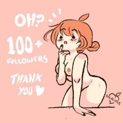 1girls breasts female milestone_celebration mob_face nude oc orange_hair original_character peachy_(salaciouspeachy) red_hair salaciouspeachy self_insert tagme thank_you