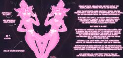 absurd_res aquarius_(symbol) areola arm_markings astrological_symbol aura big_areola black_background breasts celestial_being cereshinu chest_markings colored cosmic_background directional_arrow duo english_text eye_markings eye_through_hair eyebrows eyelashes female flowing_hair freckles genitals glowing glowing_body glowing_eyes glowing_genitalia glowing_markings hair hair_over_eye hand_behind_back hand_markings heart_symbol hi_res humanoid leo_(symbol) long_eyelashes long_hair male markings medium_breasts mirrored model_sheet nipples nude nude_female nude_male outline penis pink_body pink_hair pink_nipples pink_penis pubic_tattoo raised_eyebrows reference_image rule_63 shaded shinu_(cereshinu) signature simple_background slim space spirit star symbol symbol_on_chest tattoo text translucent translucent_hair vulva western_zodiac_symbol white_outline zodiac_sign zodiac_symbol