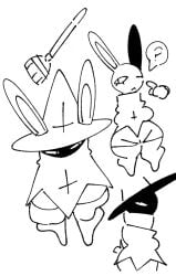 2025 anthro bottomless bottomless_anthro bottomless_female breasts broom cleaning_tool clothed clothed_anthro clothed_female clothing cross curvy_figure digital_drawing_(artwork) digital_media_(artwork) eyelashes female female_anthro front_view hat headgear headwear hi_res inverted_cross lagomorph legwear leporid long_ears magic_user mammal monochrome mouth_closed narrowed_eyes noseless question_mark rabbit short_stack simple_background solo squint thick_thighs thigh_highs white_background wide_hipped_anthro wide_hipped_female wide_hips witch witch_hat xarop77
