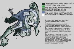 artist_request breast_grab breasts breasts_out grabbing_from_behind holding_arms holding_arms_behind_back implied_oral implied_sex inanimate_transformation mouth open_mouth oral petrification petrified ponytail ponytail_female source_request text text_box tongue tongue_out transformation