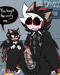 1boy ash_(ashdiary) balls boner cage chains challenge chastity chastity_cage chastity_device collar demon dialog dialogue dialogue_box dialogue_bubble edgy emo emo_boy exhibition exhibitionism exhibitionist fur furry fursuit goth goth_boy hairy hairy_balls hairy_body hairy_male male male_only mcdiego no_nut_november oc original original_character outdoor_nudity outside public sega shadow_the_hedgehog shadow_the_hedgehog_(cosplay) skinsuit solo sonic_(series) sonic_the_hedgehog_(series) speech speech_bubble spiked_collar text text_box text_bubble