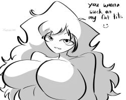 1girls 2025 anthro asking asking_to_be_milked aurora_(yunariee) big_breasts breasts dialogue dough english_text featureless_breasts female female_only feminine_body humanoid looking_at_viewer nude_female oc tagme twitter twitter_username voluptuous voluptuous_female white_background white_body white_girl white_hair yunariee