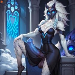 1futa ai_generated animal_genitalia_on_humanoid athletic athletic_futa big_penis black_dress blue_penis fishnets furry futa_only futanari goat goat_humanoid horsecock horsecock_futa horsecock_on_humanoid huge_cock human_with_animal_genitalia human_with_horsecock intersex kindred large_penis league_of_legends mask masked_futa patreon patreon_username penis velour_ai white_body white_fur white_hair
