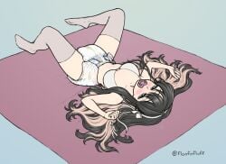 clean_diaper diaper diaper_change female floofnfluff long_hair lying_on_back lying_on_blanket pacifier pacifier_in_mouth relaxing stockings wearing_diaper