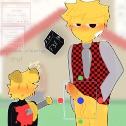 2boys bandage bandage_on_cheek bandage_on_face blood blood_on_chest blush checkered_shirt cum cum_drip cum_dripping_from_penis devesto die_of_death_(roblox) dog_ears facial_hair hand_in_pocket humanoid impaled impaled_chest looking_at_viewer mequot no_pants open_mouth pantless photo_background request requested roblox roblox_game robloxian self_upload shocked simple_background simple_coloring simple_shading smirk smirking_at_viewer sword tagme_(artist) tie yellow_skin