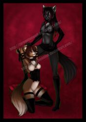 2010 arms_above_head bondage breasts canine collar corset domination dominatrix female femdom leash miniskirt pussy stockings watermark yuri zareonianwolf