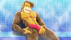 1boy anthro banana_hammock bulge fabfelipe furry haplorhine male male_only monkey monkey_boy muscles pose primate solo speedo underwear water