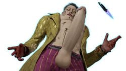 1male big_balls big_cock big_pecs big_penis clothed clothed/nude dead_by_daylight erect_nipples erect_penis gay huge_cock ji-woon_hak large_penis looking_at_penis looking_down male male_focus male_only penis_out_of_pants pink_pants solo solo_focus solo_male the_trickster veiny_penis yellow_eyes yellow_jacket