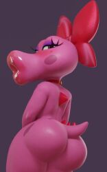 3d 3d_(artwork) 3d_animation 3d_model animated animated_gif bedroom_eyes big big_ass big_lips birdo blinking bow bowtie bubble_butt collar elbows eyes_half_open glossy_lips huge_ass huge_butt huge_lips jiggling_ass long_eyelashes looking_at_viewer looking_back looking_over_shoulder mario_(series) pink_skin pupils purple_eyeshadow purple_iris purple_spots red_bow red_collar red_spikes shorter_than_10_seconds shortstack simple_background sparkly_eyeshadow super_mario_bros. twerking twerking_at_viewer vertical_video video white_eyes white_sclera wide_hips wyerframez