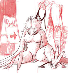 anthro audie-gryph avian bondage collar crying cum female leash nipples nude prostitution pussy red_and_white rough_sketch sketch slave source_request tears