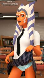 1girls 3d ahsoka_tano airress3d_(3d-modeller) alien alien_girl blue_eyes clone_wars clone_wars_(style) female female_only orange_skin school school_uniform schoolgirl solo star_wars tentacle_hair the_clone_wars:_season_seven thearti3d togruta