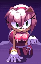 1girls amy_rose bedroom_eyes bunijayy clothing cum large_breasts pink_fur pink_hair sega sonic_(series)