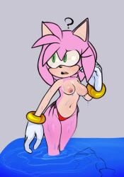 amy_rose big_breasts boobs confused large_breasts palegarbo pink_fur pink_hair saltorii sonic_(series) sonic_the_hedgehog_(series) surprised swimsuit topless wardrobe_malfunction water wet