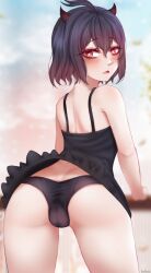 1girls ass back_view black_clover eye_contact female female_focus female_only horns looking_at_viewer looking_back panties red_eyes reowocchi secre_swallowtail short_hair solo solo_female thick_thighs thighs