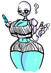 1girls 2022 2d ? big_ass big_breasts big_thighs blue_body breasts clothed curvy ectobody female female_only female_sans genderswap hourglass_figure popsicle question_mark rule_63 sans solo solo_female tagme undertale undertale_(series) veggiettensfw_(artist) white_background