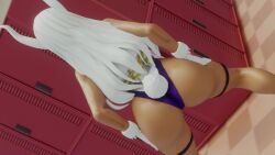 1girls 3d animal_ears animated ass ass_shake bare_shoulders dark-skinned_female dark_skin female female_only from_behind huge_ass jiggle kishi leotard long_hair longer_than_30_seconds miruko my_hero_academia no_sound rabbit_ears rabbit_tail rumi_usagiyama shiny shiny_hair shiny_skin solo tail thick_thighs video webm white_hair