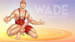 1boy abs big_penis caucasian caucasian_male class_comics erect_penis erection ginger ginger_hair male male_focus male_only muscles open_arms patrick_fillion pecs penis_out pubic_hair solo solo_male veiny_arms veiny_penis wade_(class_comics)