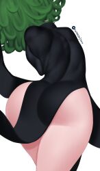 1girls ass ass_focus big_ass female female_focus female_only fiera_(artist) green_hair light-skinned_female light_skin one-punch_man solo solo_female tatsumaki thick_thighs thighs white_background