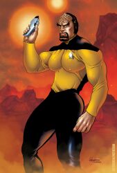 1male alien alien_humanoid facial_hair fully_clothed humanoid male male_focus male_only muscular muscular_only patrick_fillion pecs solo solo_male star_trek worf