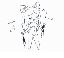 1girls animal_ears blush cat_ears chibi closed_eyes cryankiebuillar cute female female_only half-dressed hot_milk humanoid line_art lingerie meme nude panties photoshop pussy shy_ayu small_breasts solo solo_female solo_focus sparkles tagme underwear undressing uwu white_background