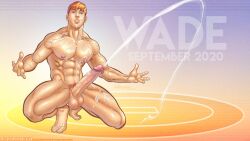 1boy abs big_penis caucasian caucasian_male class_comics cum cumming erect_penis erection ginger ginger_hair male male_focus male_only muscles nude open_arms patrick_fillion pecs pubic_hair solo solo_male veiny_arms veiny_penis wade_(class_comics)