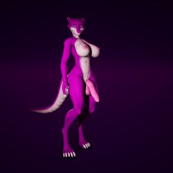 anthro breasts character_request copyright_request dragon futa_focus futa_only futanari game_(disambiguation) genitals herm hi_res intersex penis pink solo vanimate vanimateapp