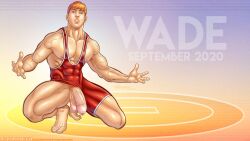 1boy abs big_penis caucasian caucasian_male class_comics ginger ginger_hair male male_focus male_only muscles open_arms patrick_fillion pecs penis_out pubic_hair solo solo_male veiny_arms veiny_penis wade_(class_comics)