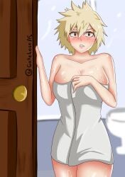 bath_towel blonde_female galletoso mitsuki_bakugou my_hero_academia solo tagme